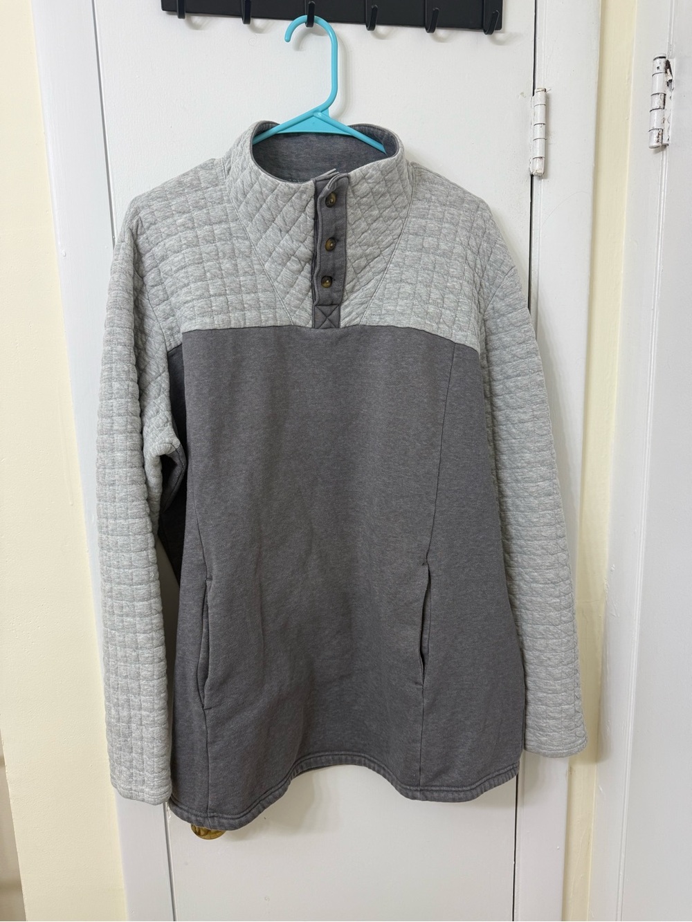 Columbia Quilted Quarter-Snap Pullover — Gray Colorblock, Size 2X